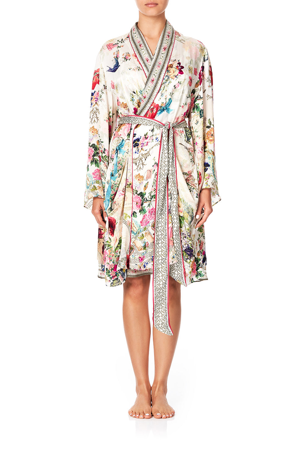 SLEEPWEAR FLARED SLEEVE DRESSING GOWN JARDIN POSTCARDS