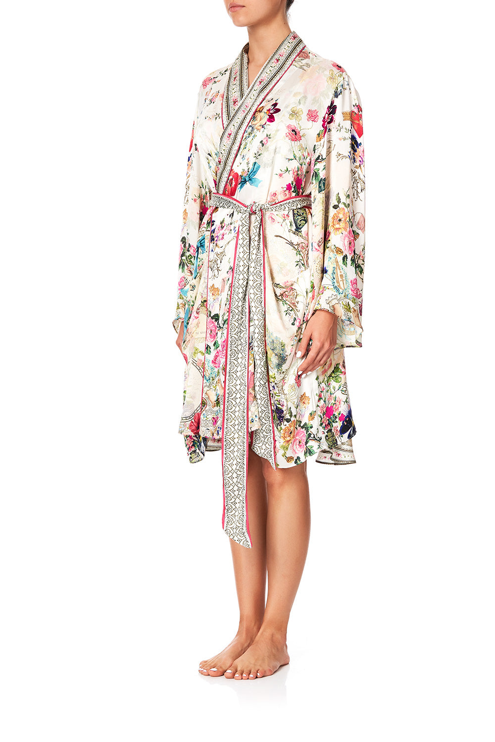 SLEEPWEAR FLARED SLEEVE DRESSING GOWN JARDIN POSTCARDS