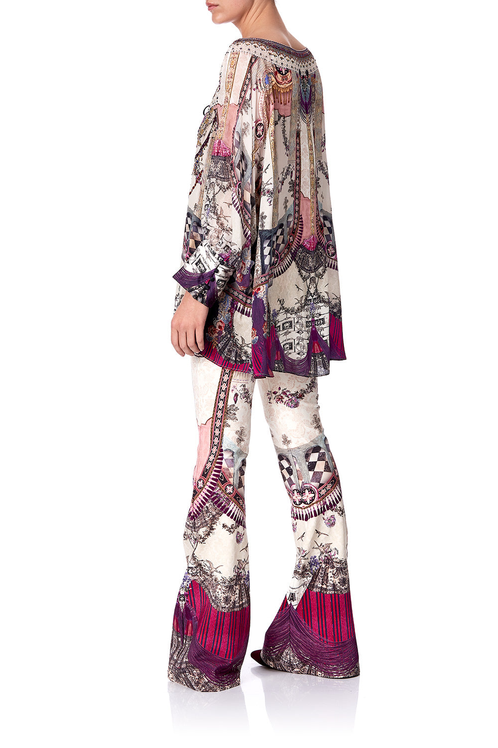 RAGLAN SLEEVE BUTTON UP TOP VIOLET CITY