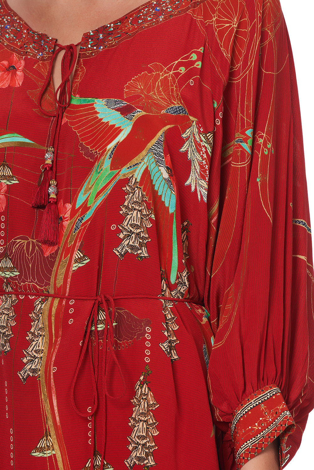 RAGLAN SLEEVE TIE FRONT DRESS FORBIDDEN FRUIT