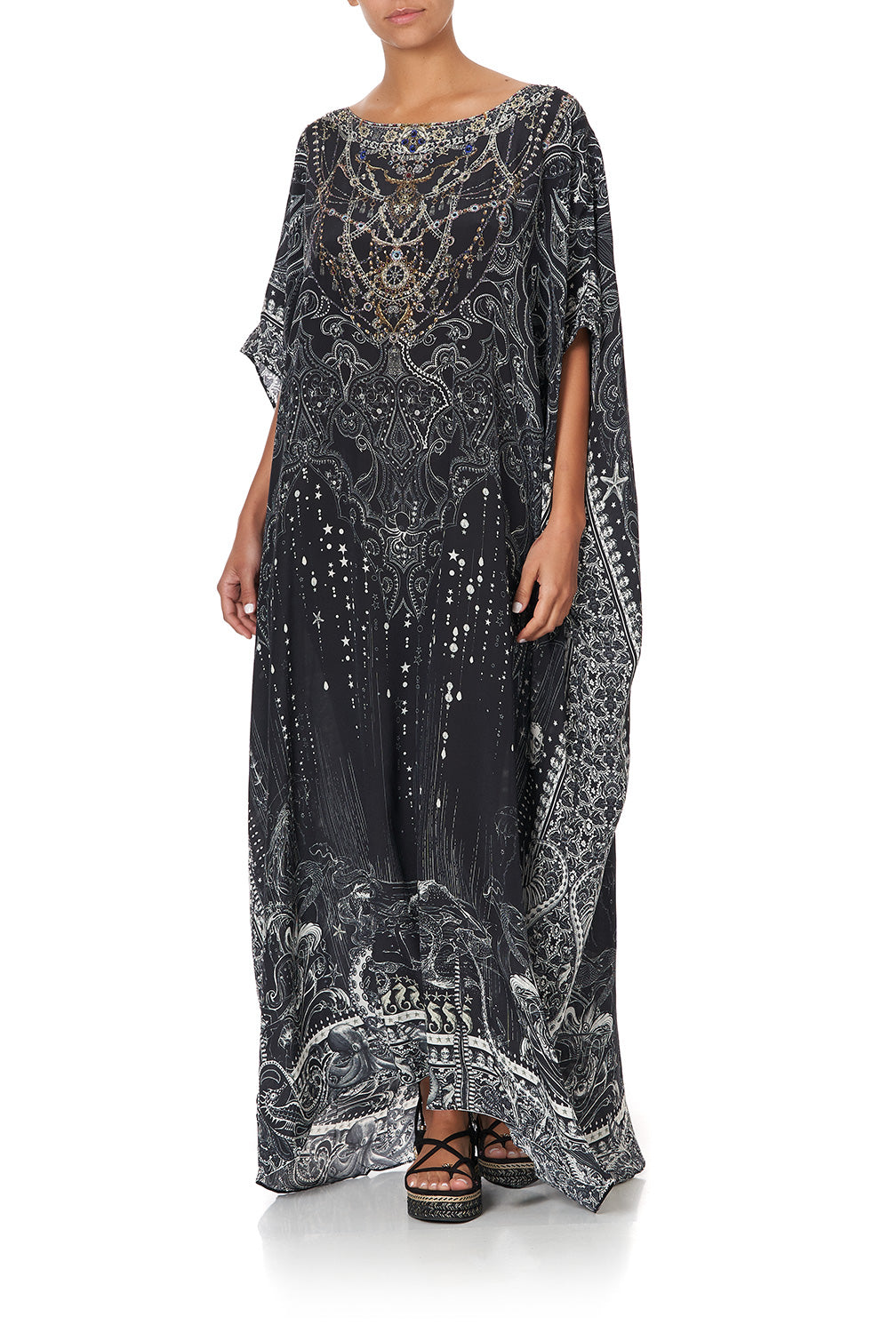 ROUND NECK KAFTAN MIDNIGHT PEARL