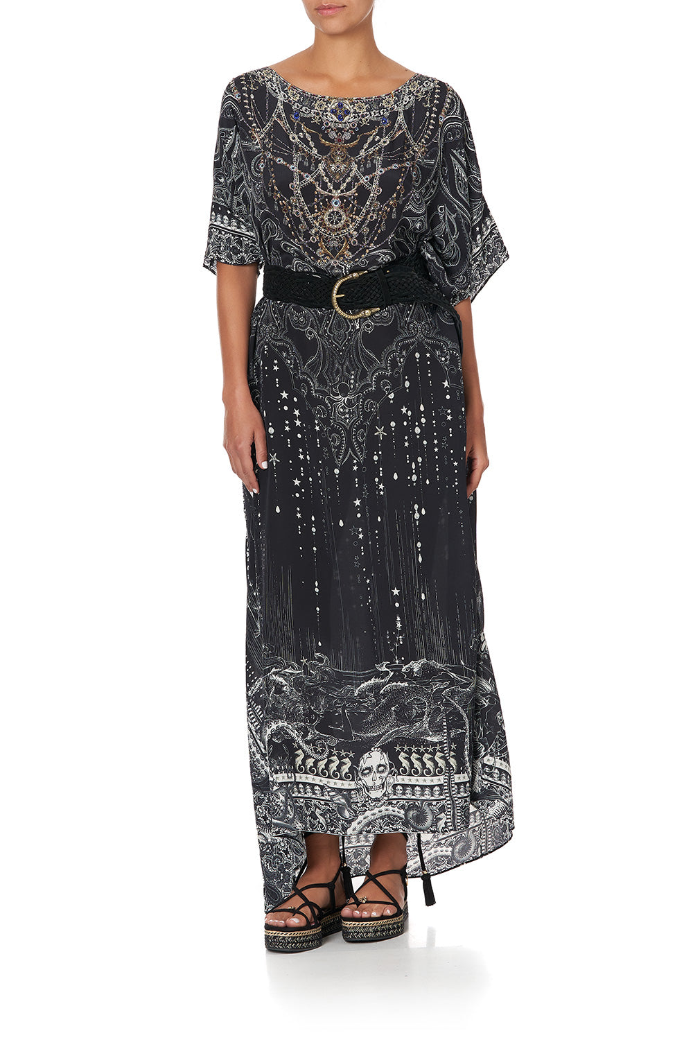 ROUND NECK KAFTAN MIDNIGHT PEARL