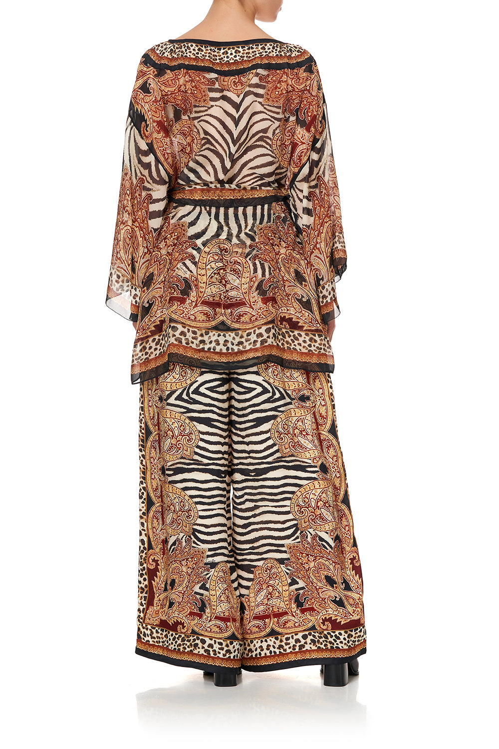 ROUND NECK TOP WITH BELT WILD FIRE