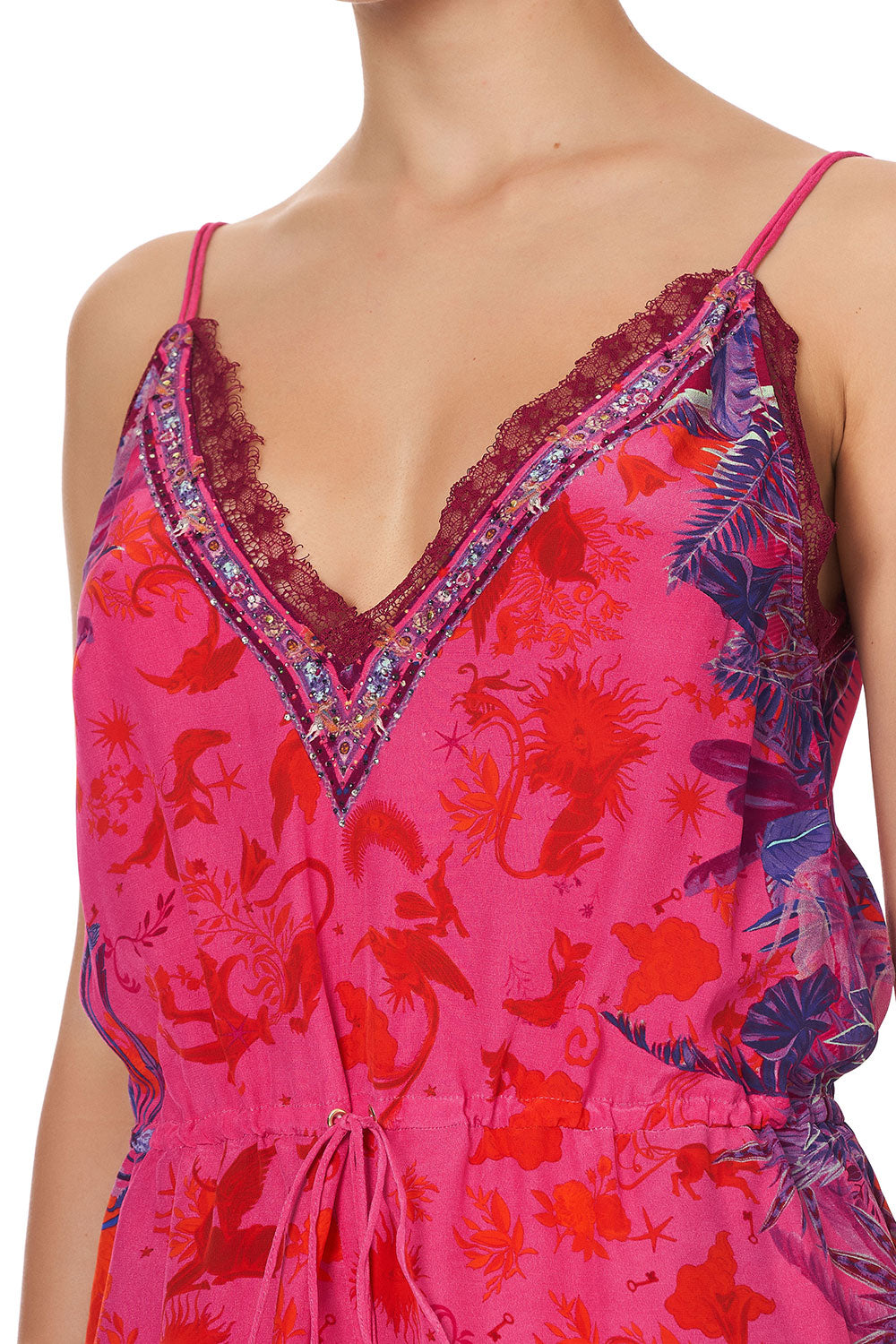 V-NECK LACE PLAYSUIT TROPIC OF NEON