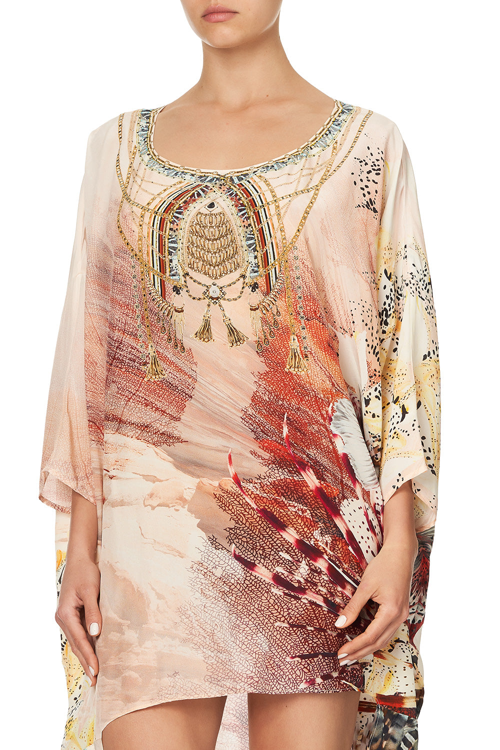 SCOOP BACK HEM DRESS COASTAL TREASURE