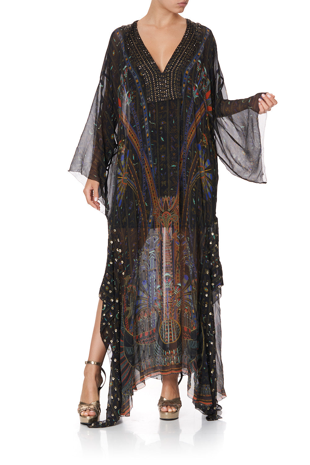 SHEER KAFTAN WITH TIE AND SLIP GATEWAY TO GIZA