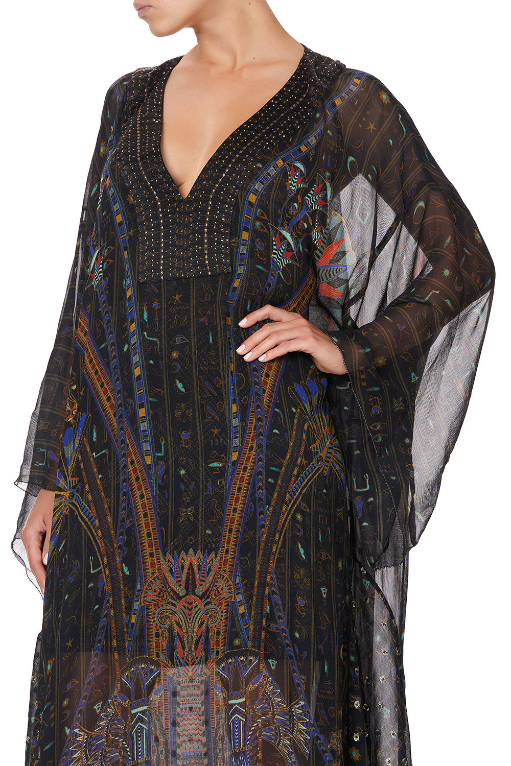 SHEER KAFTAN WITH TIE AND SLIP GATEWAY TO GIZA