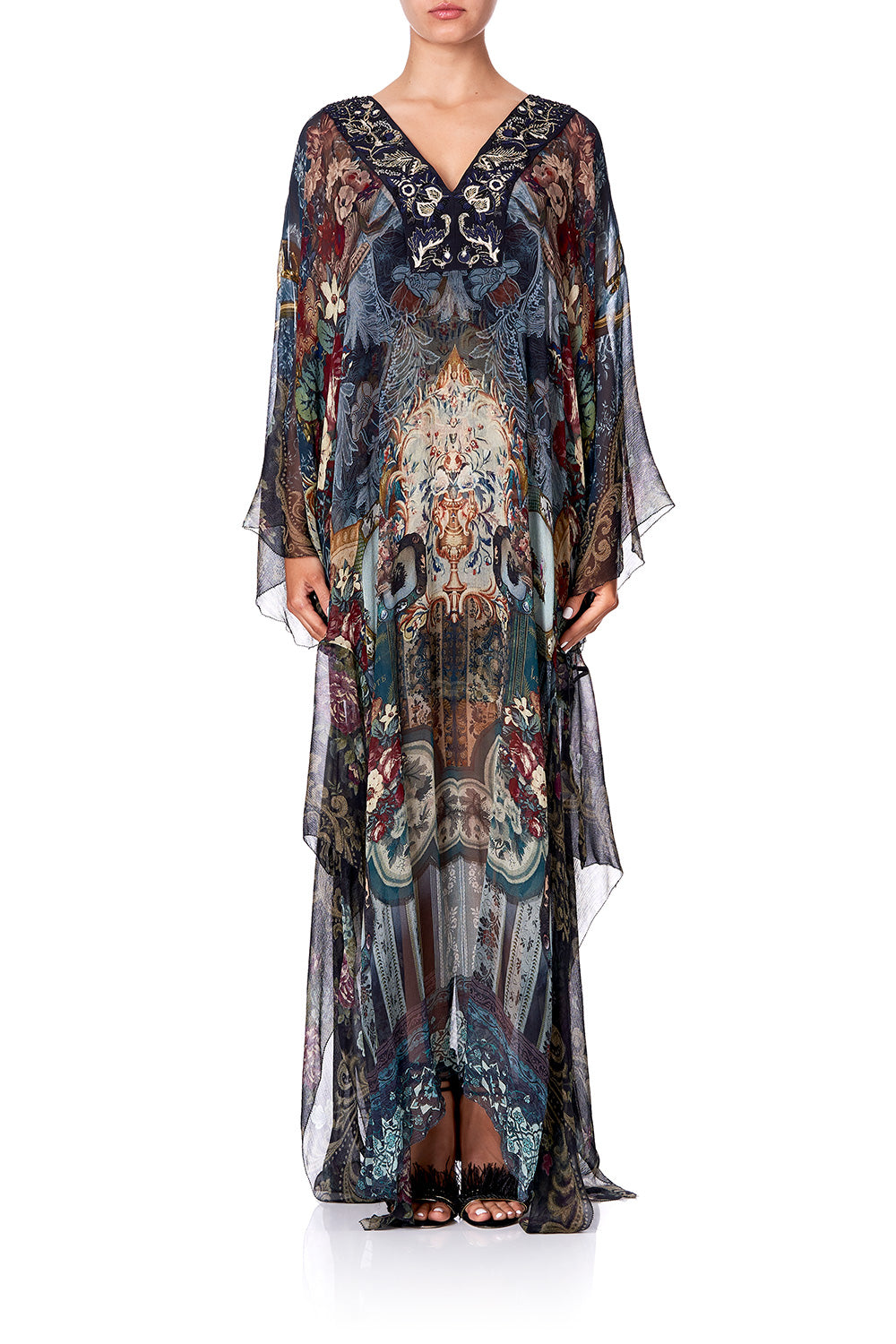 SHEER KAFTAN WITH TIE AND SLIP HOTEL BOHEME