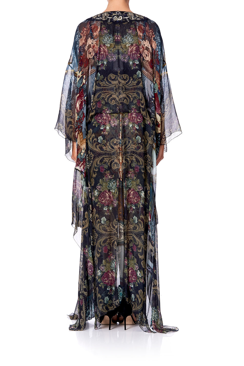 SHEER KAFTAN WITH TIE AND SLIP HOTEL BOHEME