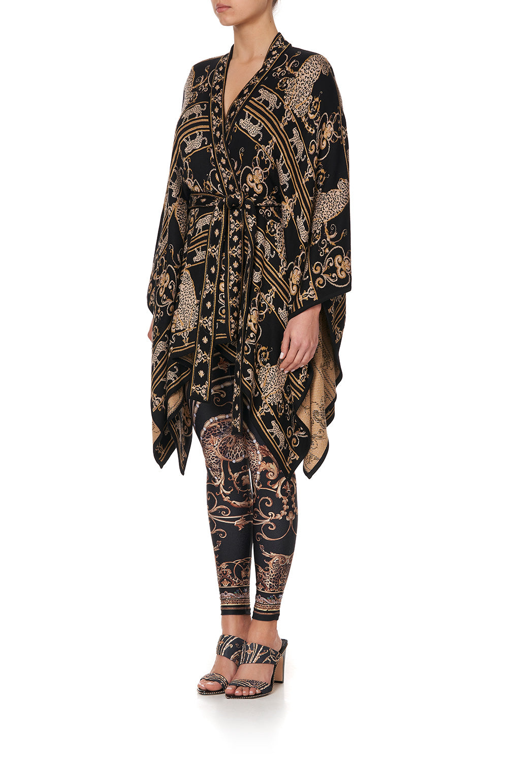 SHORT KNIT PONCHO WITH TIE STUDIO 54