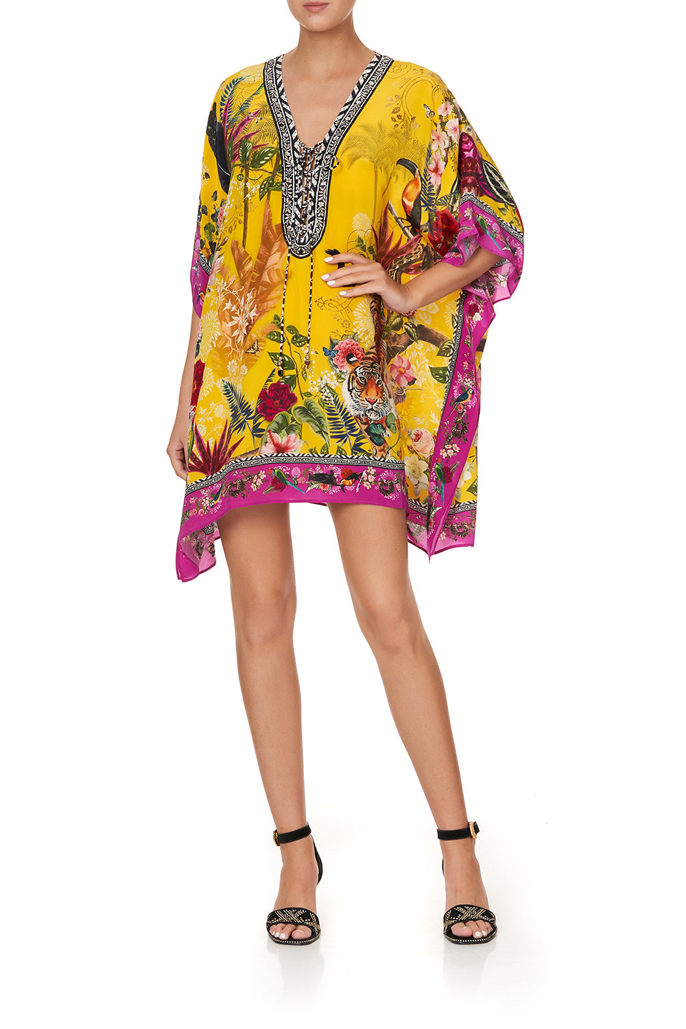 SHORT LACE UP KAFTAN SAFFRON MOON