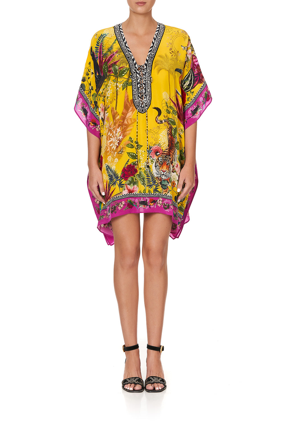 SHORT LACE UP KAFTAN SAFFRON MOON