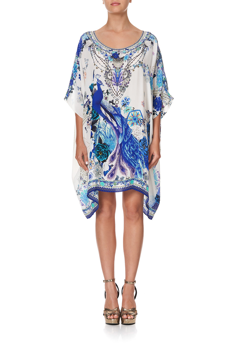 SHORT ROUND NECK KAFTAN WHITE SIDE OF THE MOON