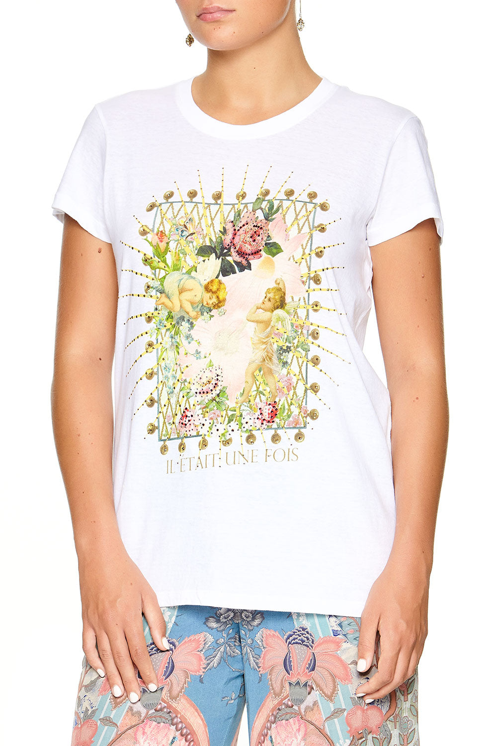 SLIM FIT ROUND NECK T-SHIRT JEANNE QUEEN