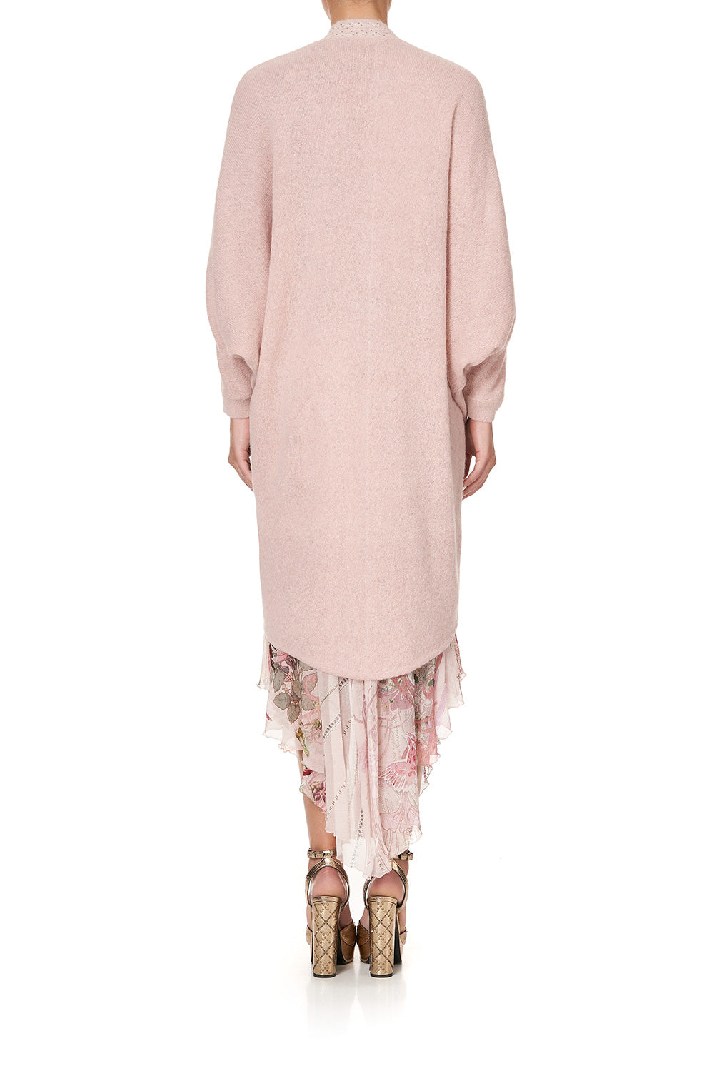 SOFT KNIT PONCHO WITH EMBROIDERY PINK ISTENANYA