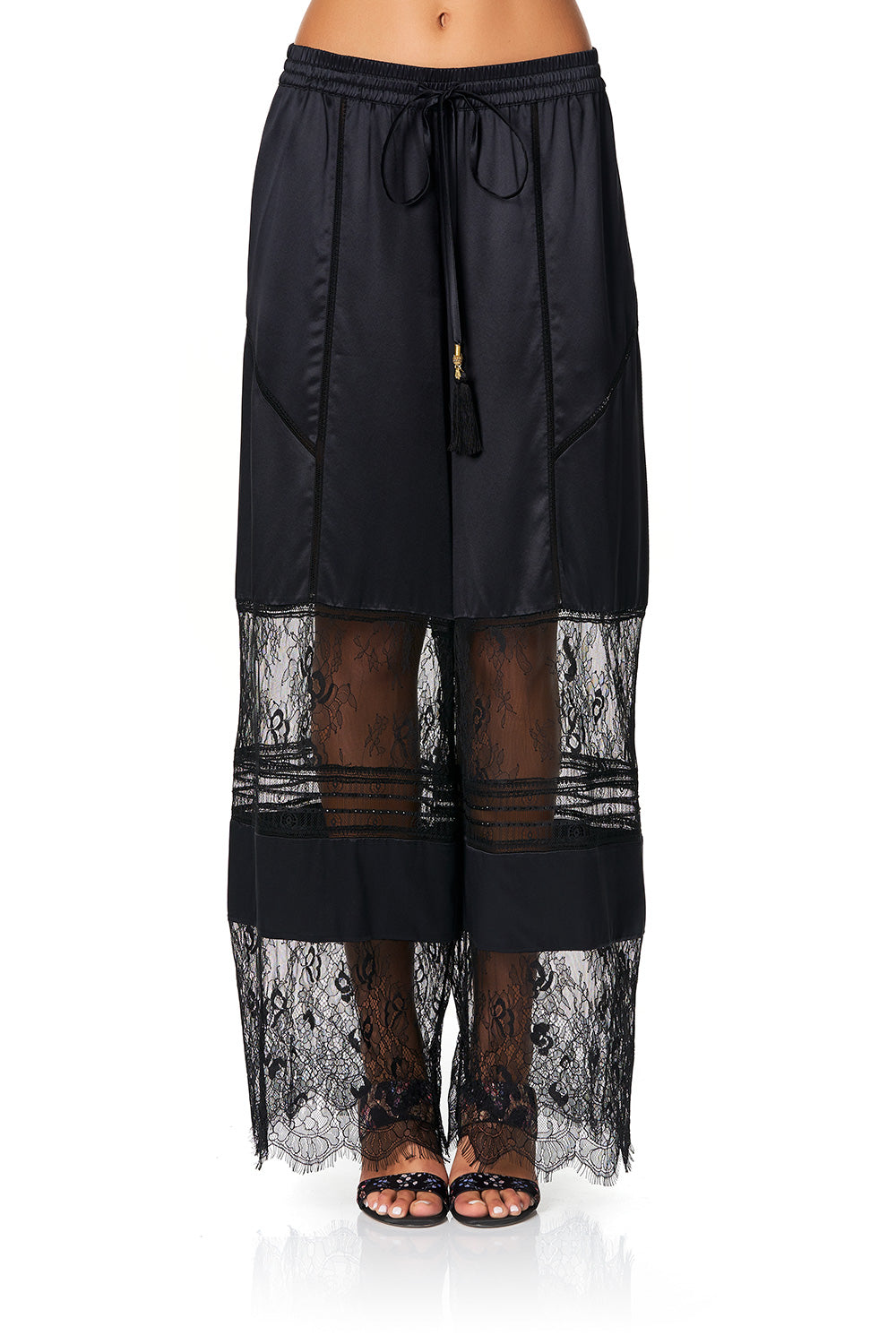 CAMILLA SPLICED WIDE LEG PANT NOIR BOUDOIR