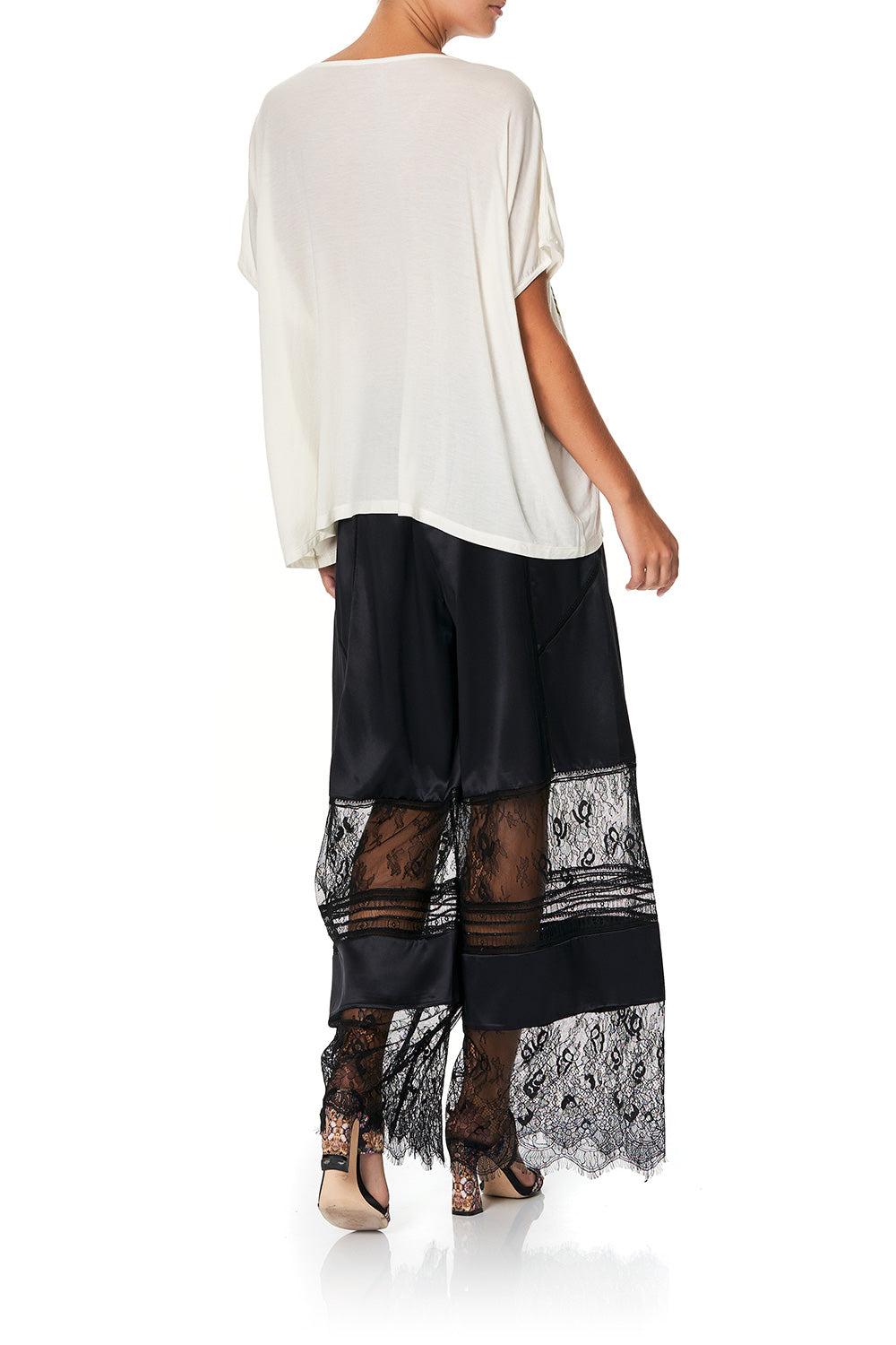 CAMILLA SPLICED WIDE LEG PANT NOIR BOUDOIR
