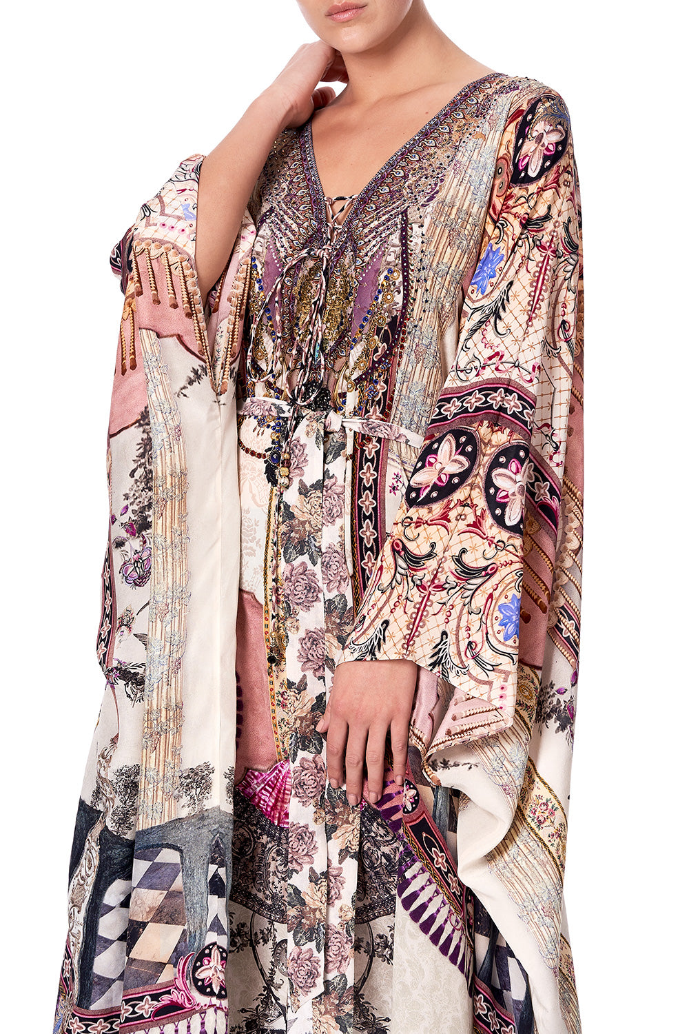SPLIT HEM LACE UP KAFTAN VIOLET CITY