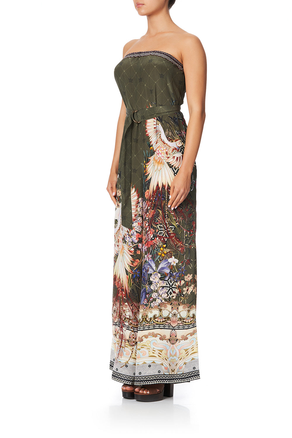 STRAPLESS JUMPSUIT WITH D RING BELT WATCHFUL WINGS