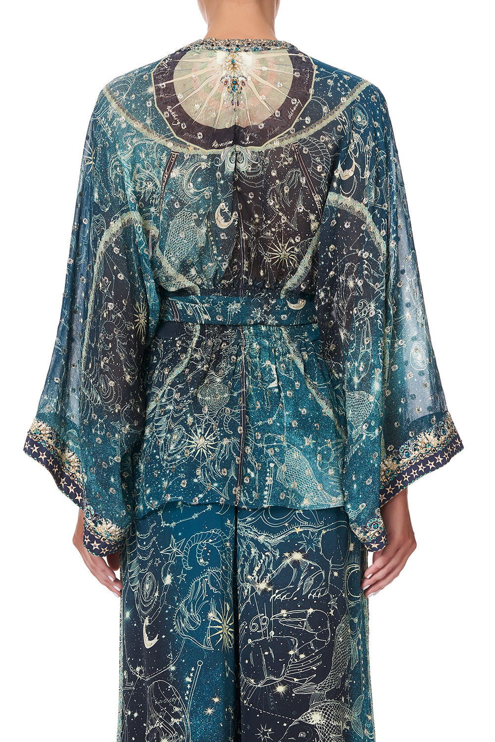 TIE FRONT WIDE SLEEVE BLOUSE WITH SHIRRED BACK INTO THE MYSTIQUE