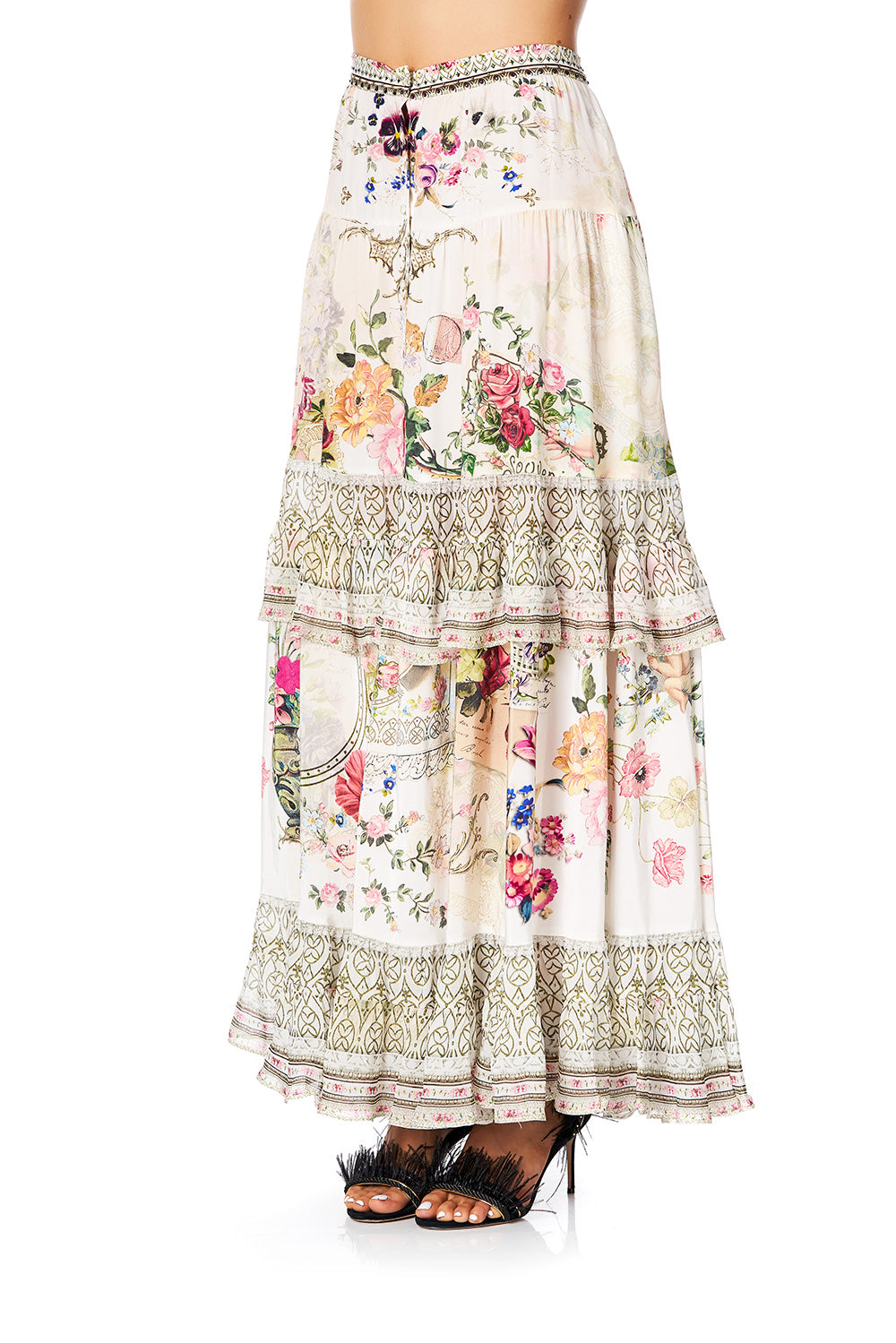 TIERED BUTTON UP RUFFLE SKIRT JARDIN POSTCARDS