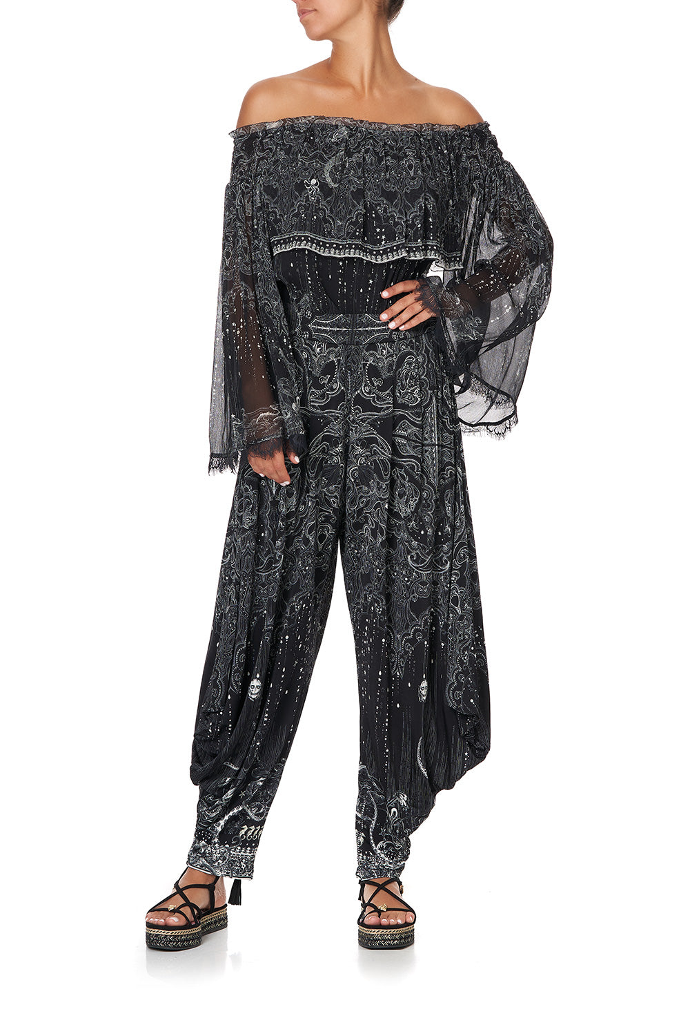 TIERED RUFFLE BLOUSE MIDNIGHT PEARL