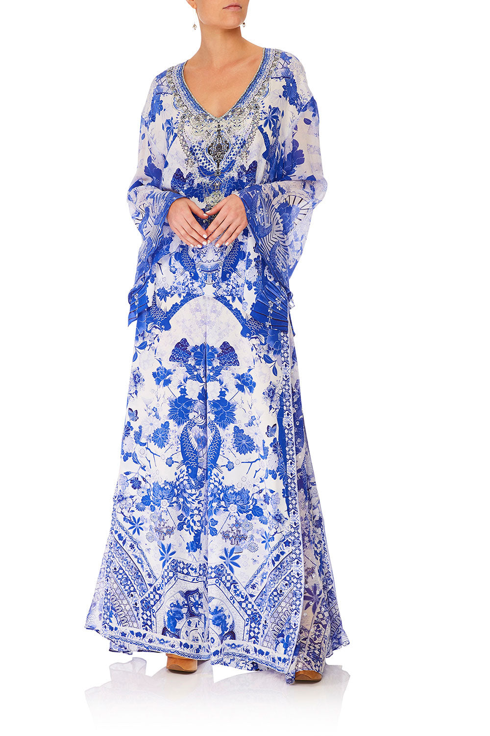 CAMILLA V-NECK A-LINE BLOUSE THE FAN SEA