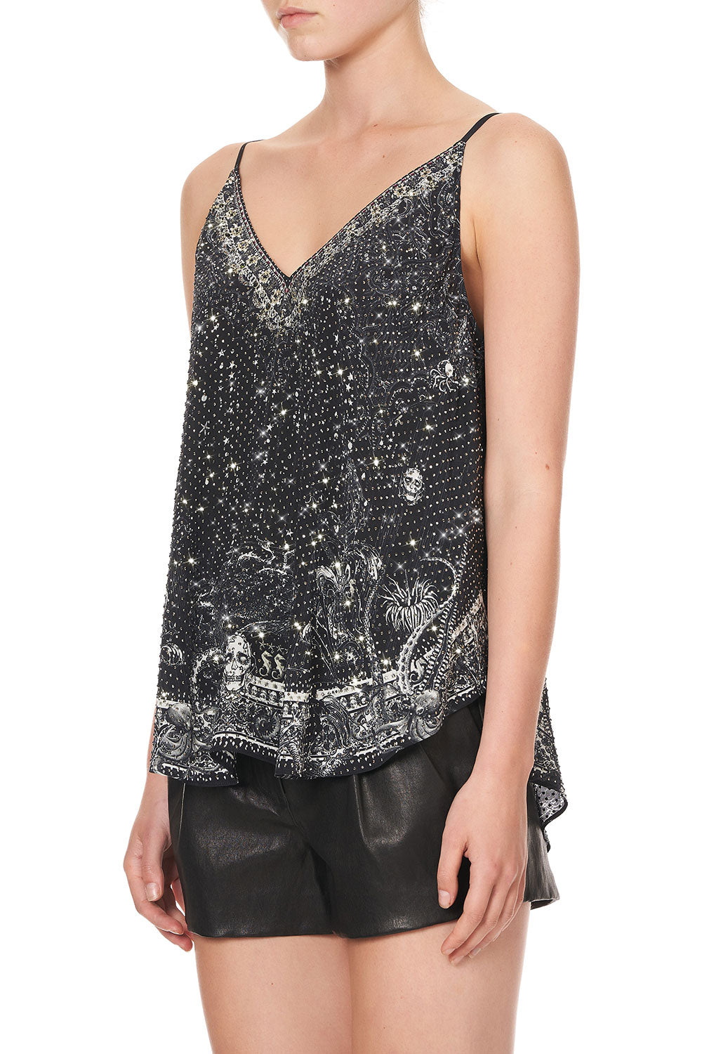 V NECK CAMI MIDNIGHT PEARL