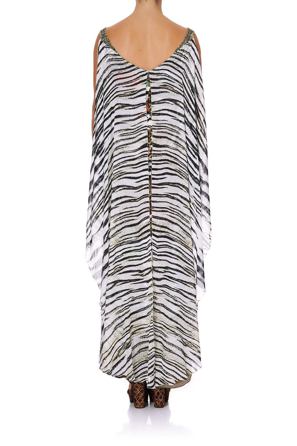 V-NECK DRESS WITH BACK OVERLAYER COSMIC CONFLICT