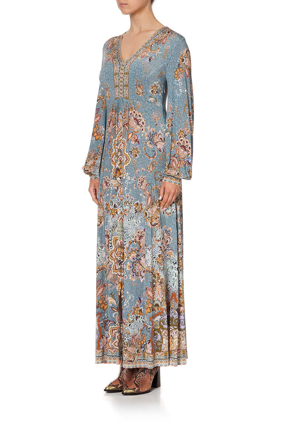 V NECK JERSEY DRESS WITH TUCK DETAIL LE PALAIS DU ZAHIR