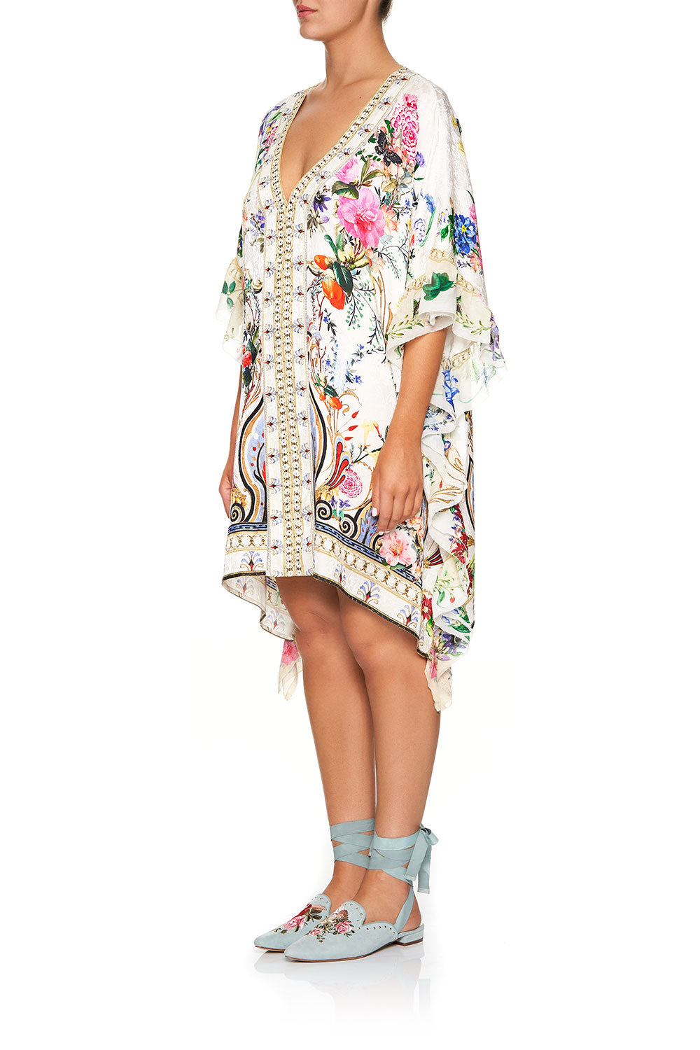 CAMILLA V-NECK KAFTAN WITH RUFFLE SLEEVE BOHEME