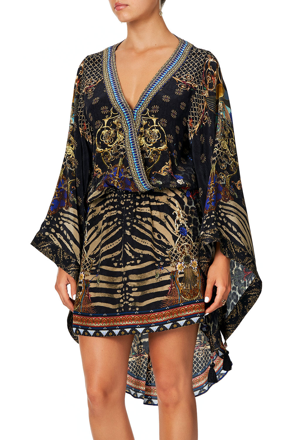 CAMILLA V NECK KIMONO DRESS WITH TIE THE NIGHT WE MET