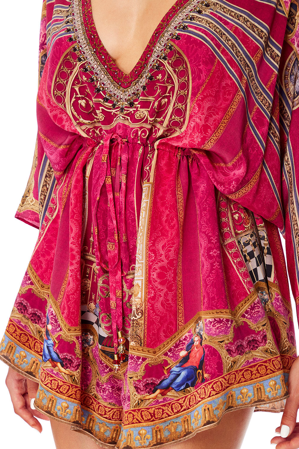 CAMILLA V-NECK ROMPER WITH SQUARE SLEEVE LOUNGE HOUR