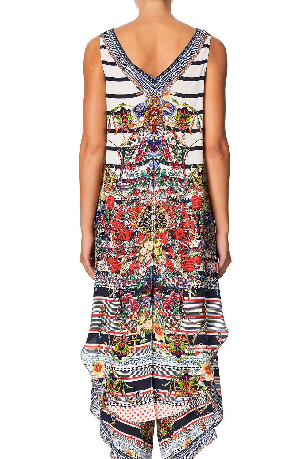 CAMILLA V NECK TOP WITH SPLIT BACK JOIE DE VIVRE