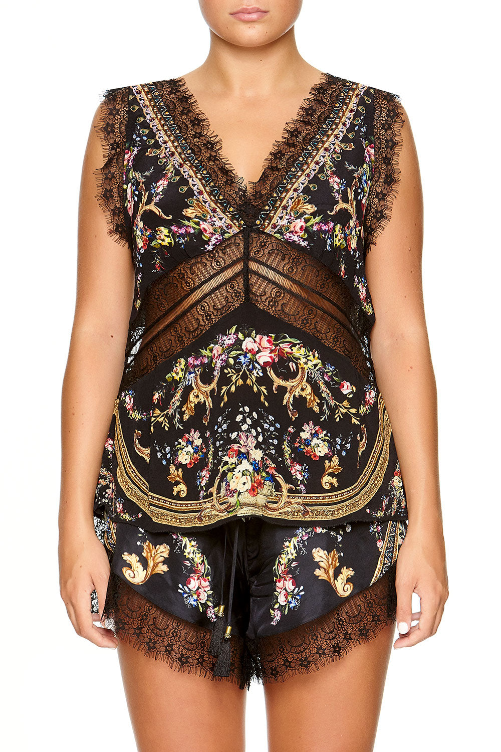 CAMILLA WIDE STRAP LACE CAMI FRIEND IN FLORA