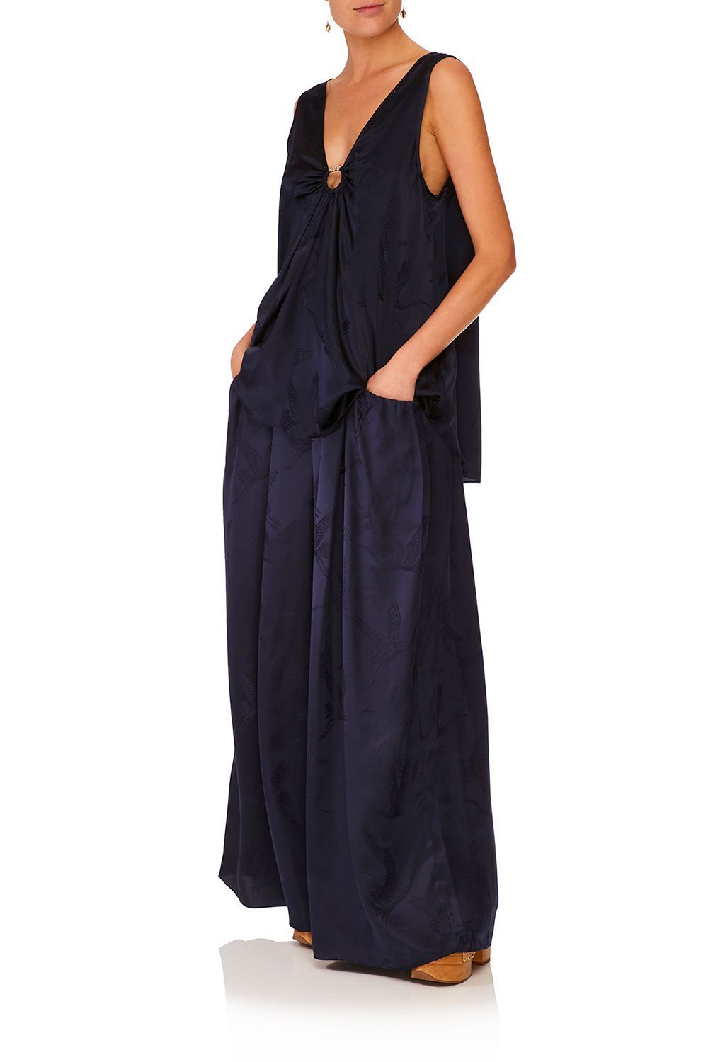 WIDE STRAP U-RING TOP SOLID NAVY