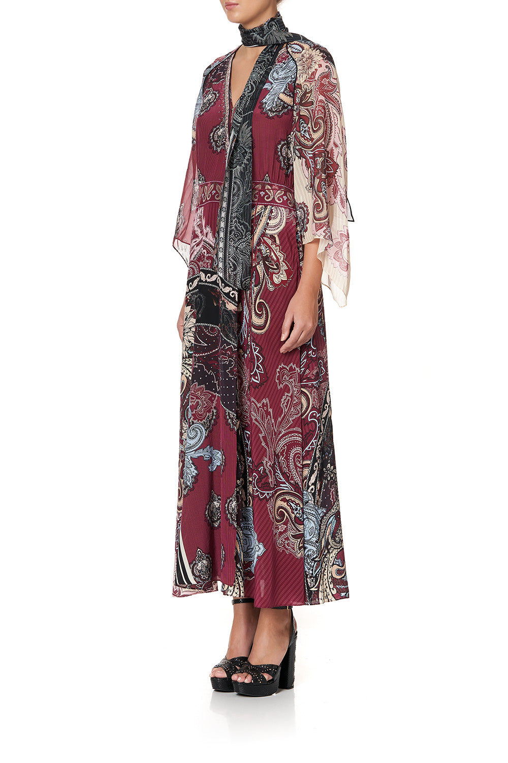 WRAP DRESS WITH NECK TIE TALE OF THE FIRE BIRD