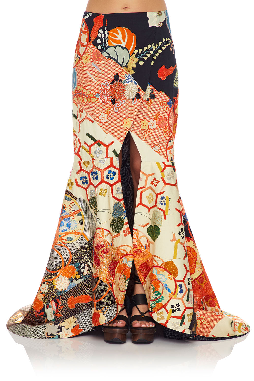 CAMILLA WRAP SKIRT WITH FRONT TUCKS KISSING THE SUN