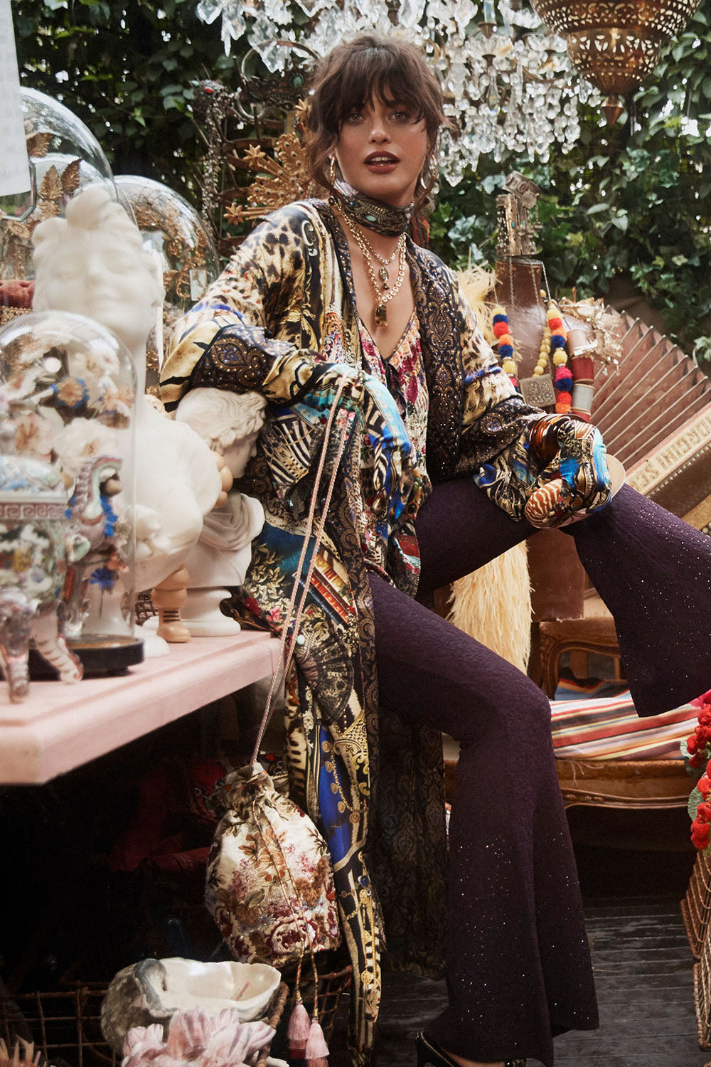 LONG ROBE WITH NARROW COLLAR STRONGER TOGETHER