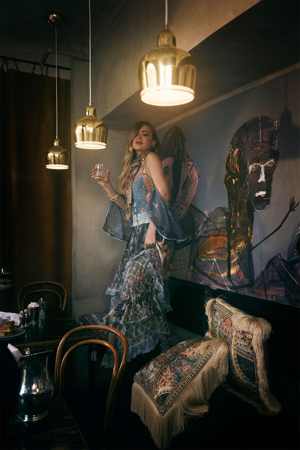 BUTTON-UP HIGH LOW DRESS WITH RUFFLE DETAIL BLANCHES BLESSING