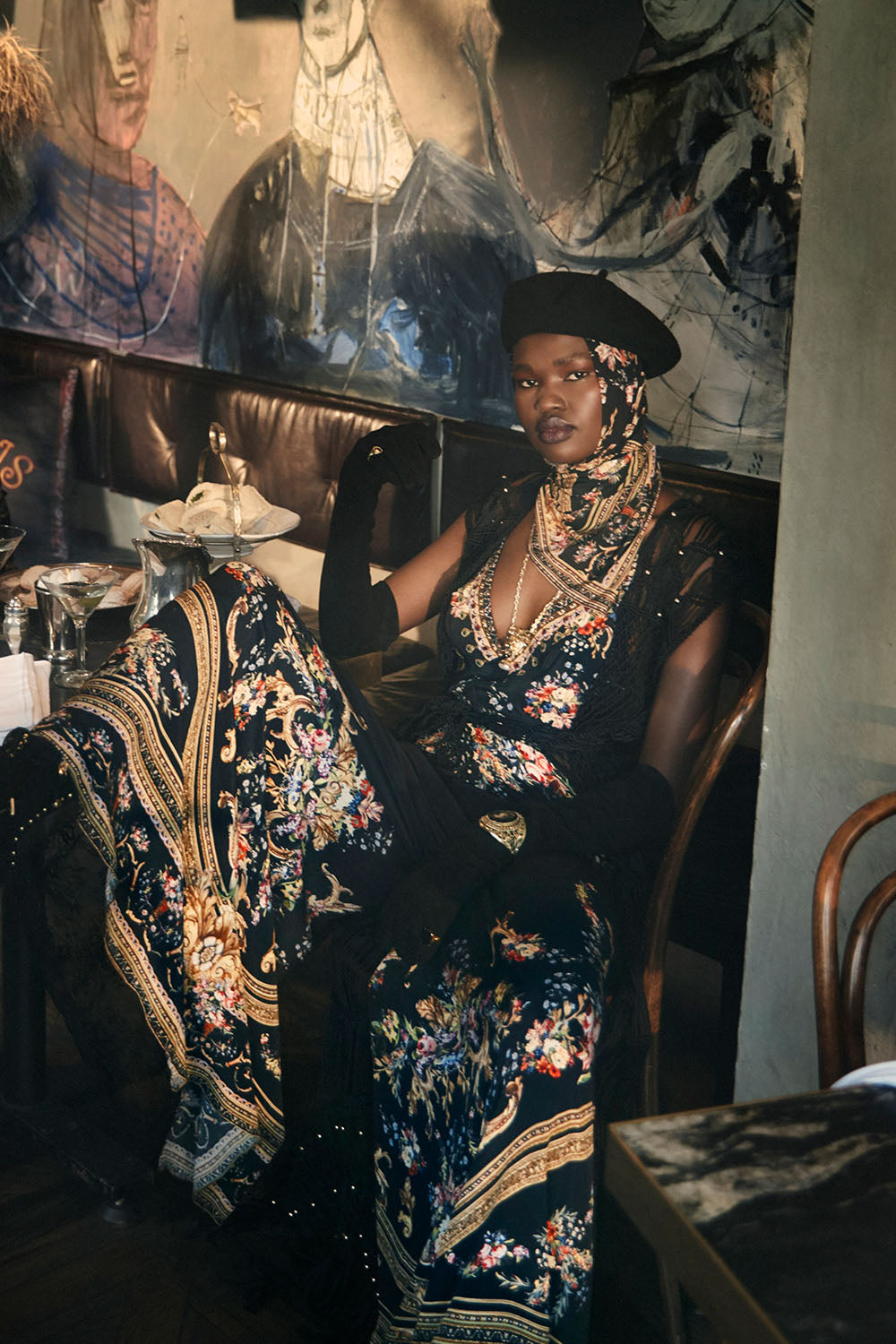 JUMPSUIT WITH LACE INSERT FRIEND IN FLORA