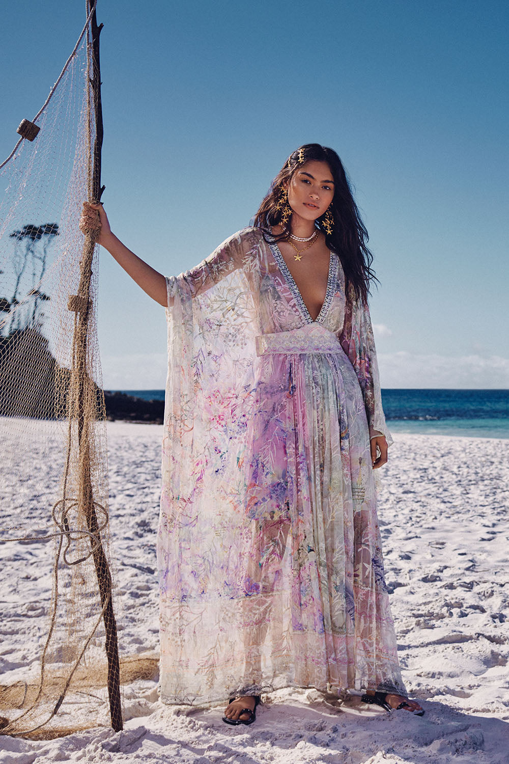 LONG KAFTAN WITH WAISTBAND MERMAID MILLA