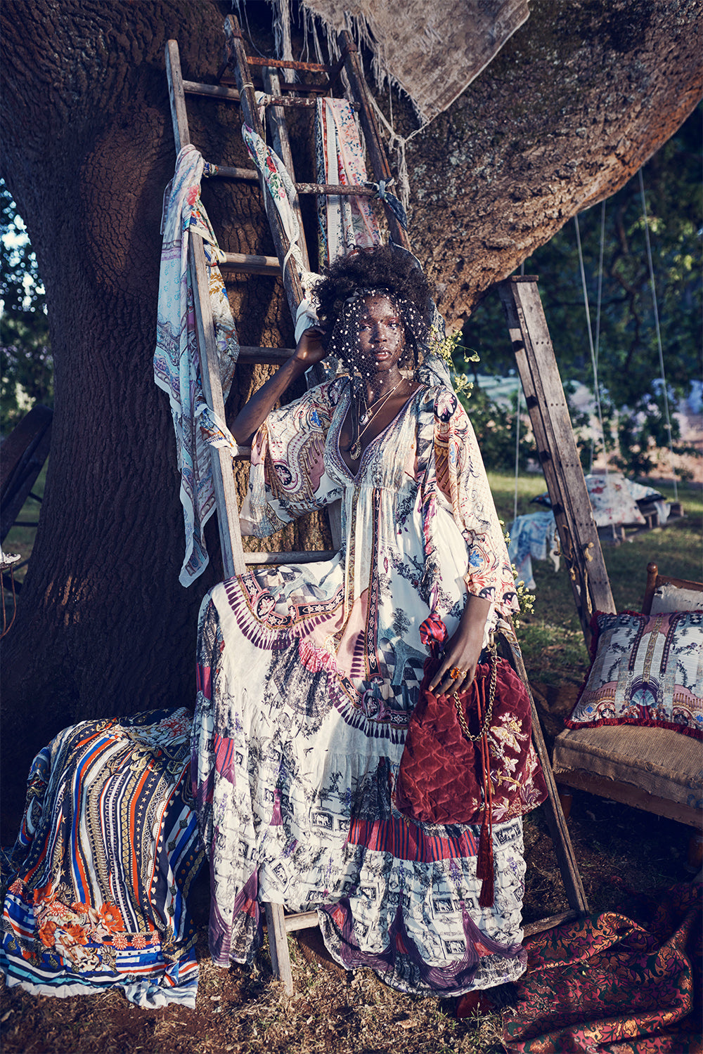 GATHERED PANEL DRESS VIOLET CITY