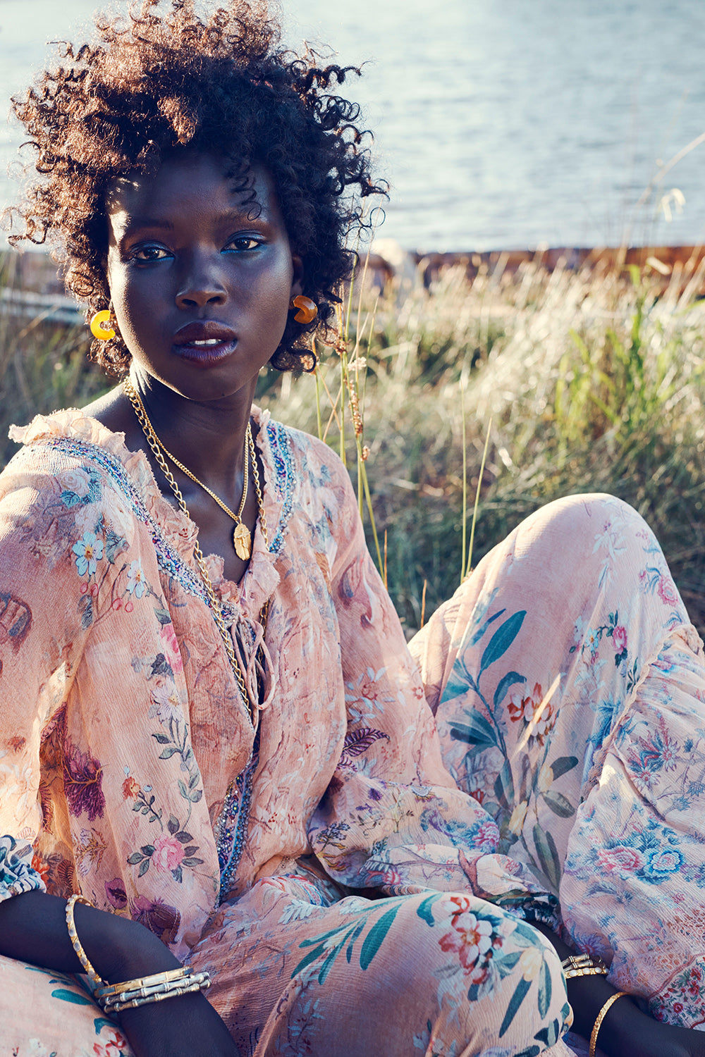 LONG TIERED DRESS WITH RUFFLED COLLAR ALL MY AVIGNON