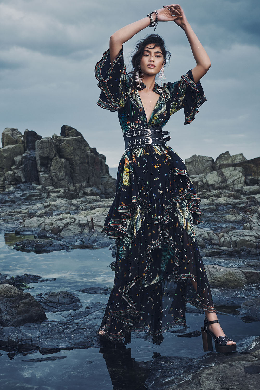 MAXI SKIRT WITH DOUBLE FRILL MATERNAL INSTINCT