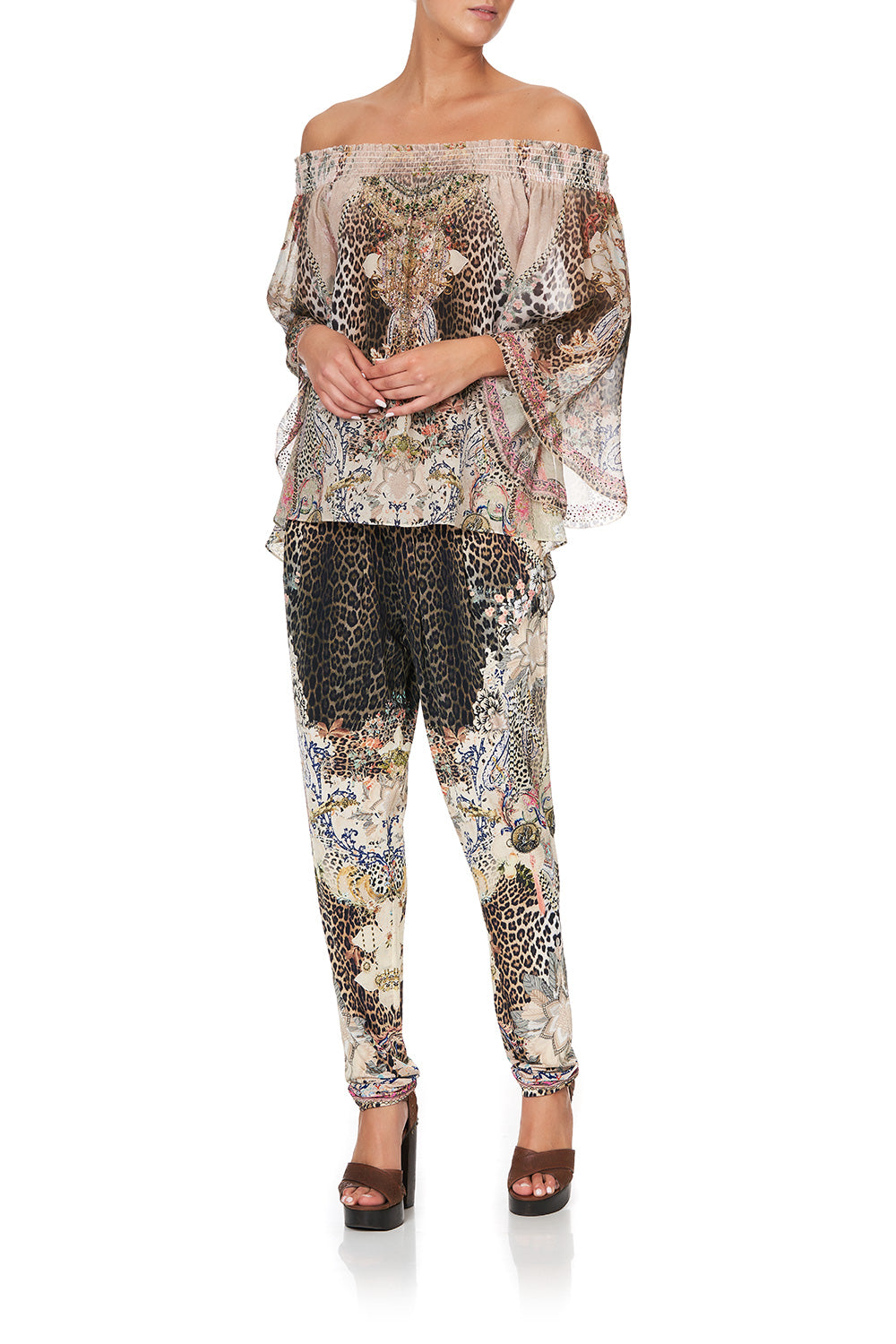 OFF SHOULDER SHIRRED BLOUSE FOREVER FOREVER