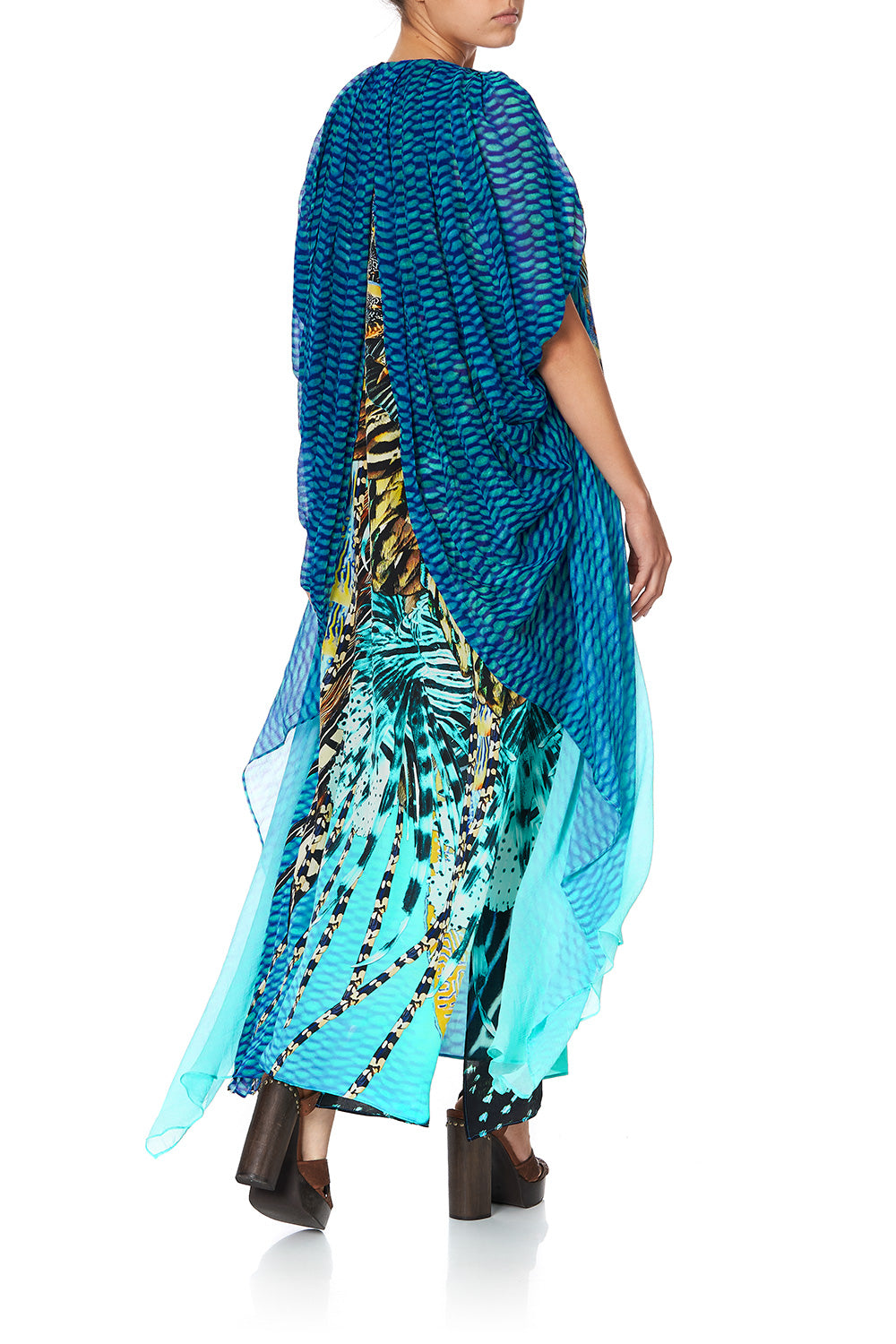 LONG KAFTAN WITH OVERLAY DETAIL MARINE QUEEN