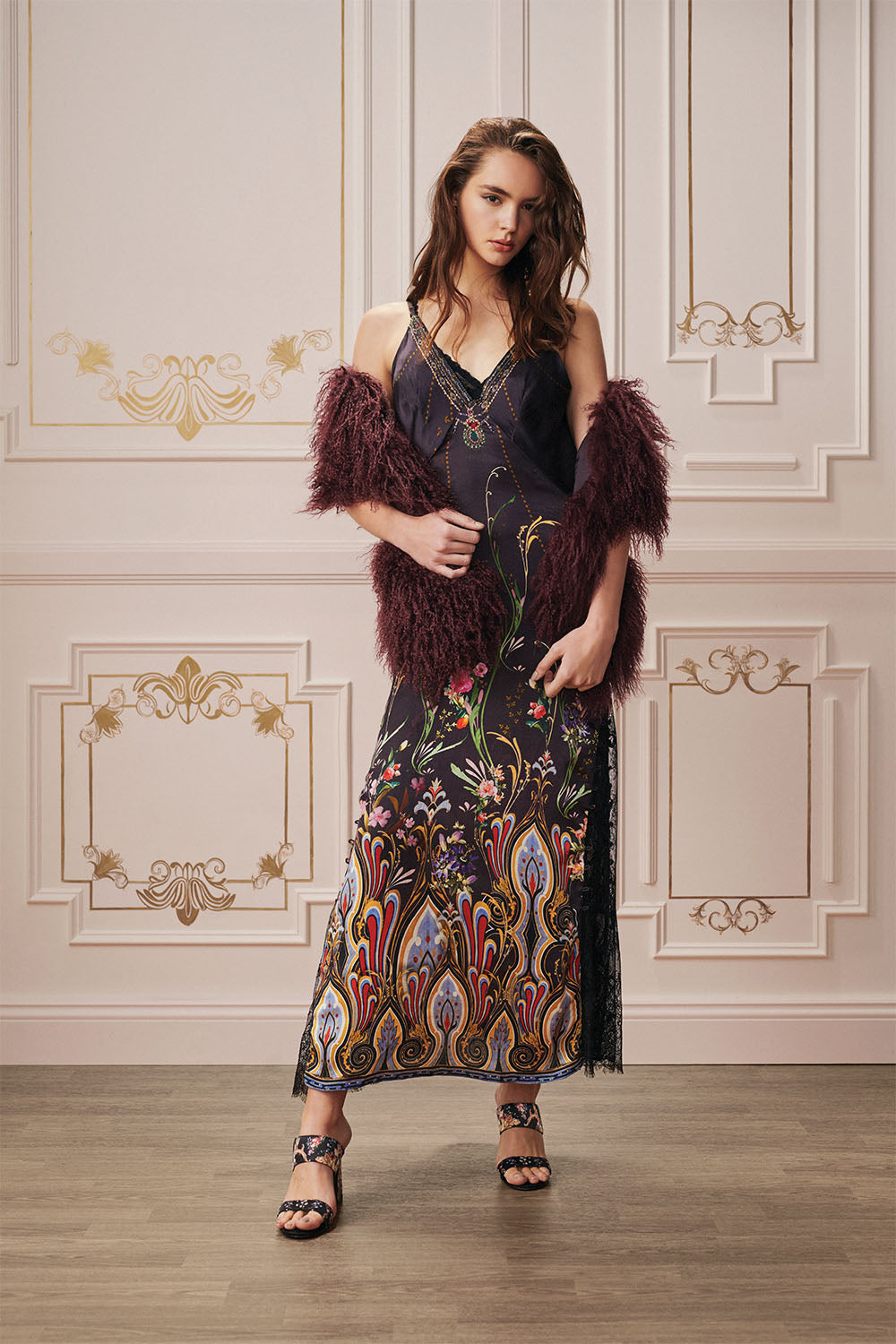 LONG GODET SLIP DRESS WILD FLOWER