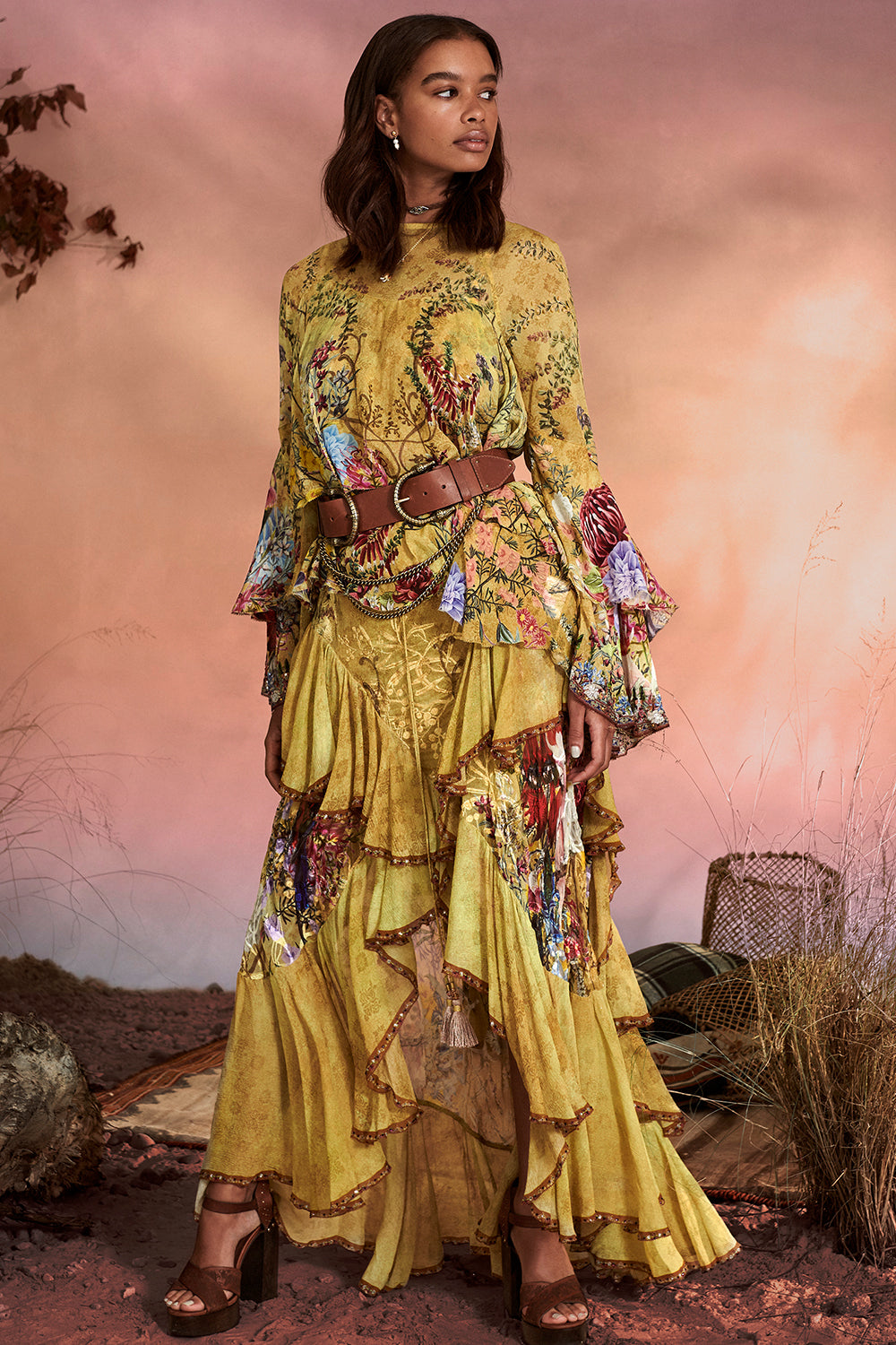 MAXI SKIRT WITH DOUBLE FRILL AMONG THE GUMTREES