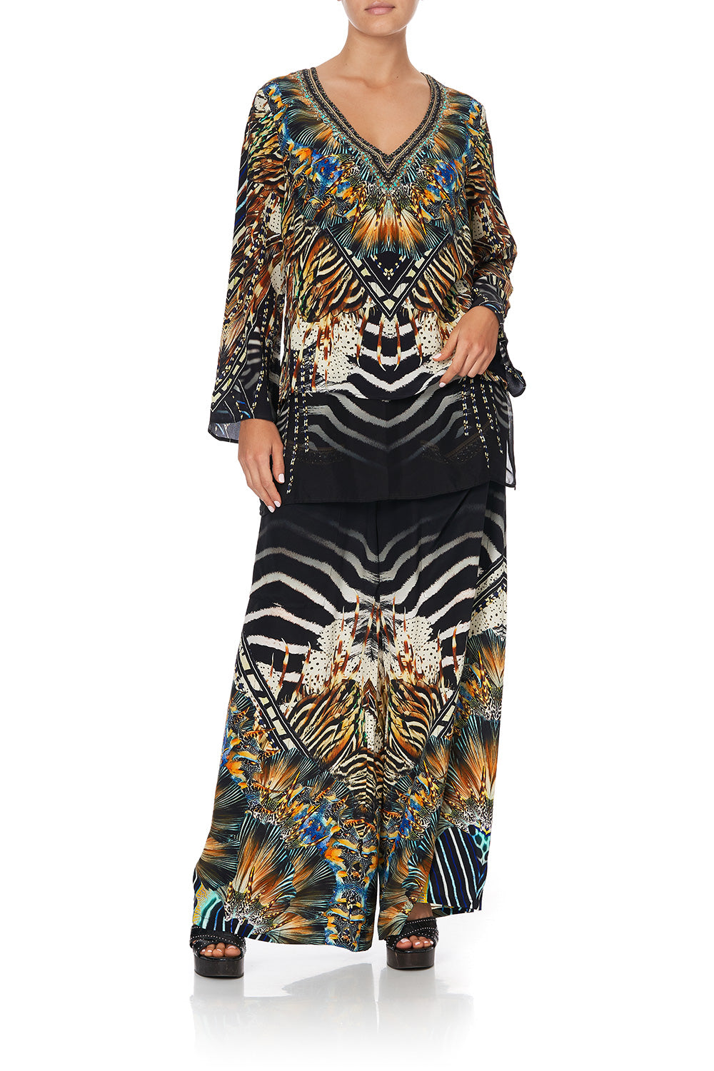 BLOUSE WITH SIDE SPLIT UNDERLAY LOST PARADISE